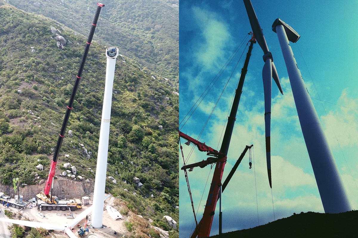 Dùng cẩu siêu trọng, siêu trường hỗ trợ lắp đặt dự án điện gió