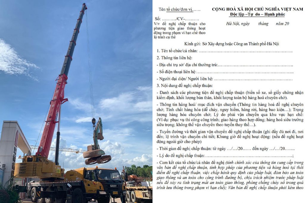 Xin giấy phép để xe cẩu vào phố cấm Hà Nội